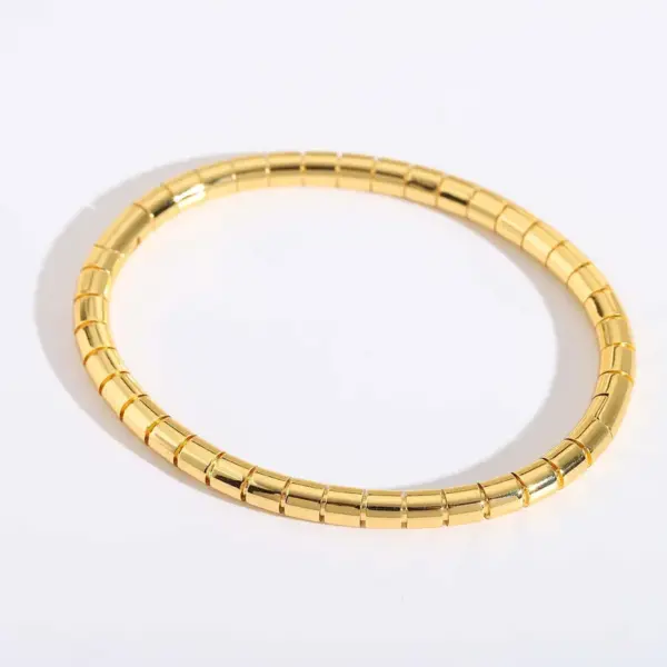 Classic Style Commute Solid Color 304 Stainless Steel 18K Gold Plated Bangle In Bulk