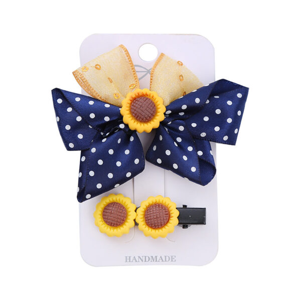 Wholesale Girl's Hair Accessories Resin Bow Hairpin Two-Piece Sunflower Strawberry Cherry Cute Wave Dot Hairpin Set
