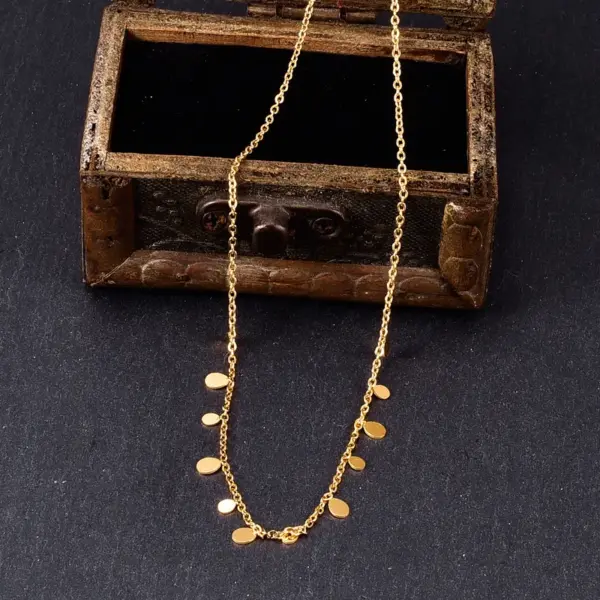Wholesale PVD Coated 18K Real Gold Plated Conical Rectangle 304 Stainless Steel Waterproof Non Tarnish Inlay Inlaid Necklace