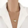 Wholesale Jewelry Vintage Style Classic Style Heart Shape Flower 304 Stainless Steel Plating Pendant Necklace Snake Chain