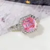 Hand Jewelry Classic Square Pink Diamond Princess Micro-encrusted Women's Copper Ring