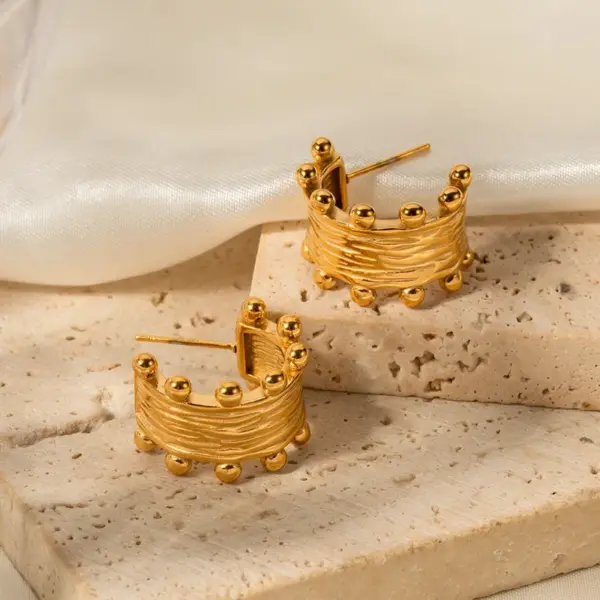 Wholesale 304 Stainless Steel C Shape PVD Coated 18K Gold Plated Real Gold Plated Commute Waterproof Non Tarnish Plating Earrings