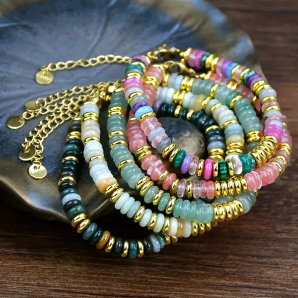 Wholesale Vacation Round Stone Hematite Waterproof Non Tarnish Beaded Women's Bracelets