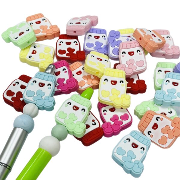 Wholesale Macaron Color Cartoon Food Grade Silicone Baby Teether Beads DIY Jewelry Glue Loose Beads Creative Beading Accessories