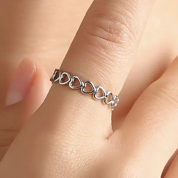 Wholesale New Fashion Ring Jewelrycreative Metal Copper Electroplating Ring Adjustable Ladies Hollow Love Ring