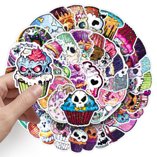 Wholesale 50pcs/pack Holographic Flashing Halloween Stickers Laser