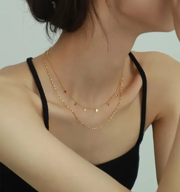 Wholesale Simple Style Geometric Titanium Steel Plating Layered Necklaces