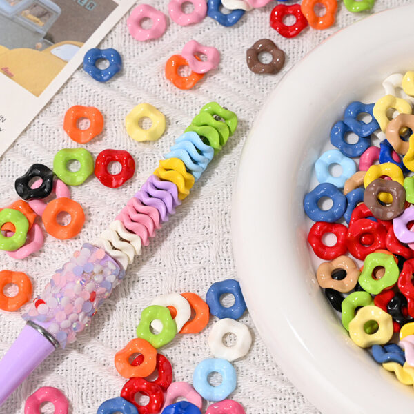 Wholesale Cute painted textured lace wavy stackable small spacer beads