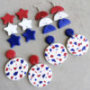 Wholesale Cross-border explosions soft pottery fashion earrings love color matching US Independence Day July 4 national flag color clay earrings