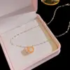 Wholesale Jewelry Elegant Shell 304 Stainless Steel Copper Artificial Pearls Zircon 18K Gold Plated K Gold Plated Plating Inlay Pendant Necklace