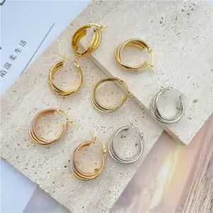 Wholesale Simple Style Geometric Circle Stainless Steel Round Ellipse Earrings