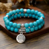 Wholesale Amazon Hot Bracelet Cross-border Supply 8mm Turquoise Bracelet Two-piece World Tree Bracelet Couple Bracelet