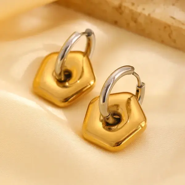 1 Pair Casual Simple Style Streetwear Geometric Plating 304 Stainless Steel Drop Earrings
