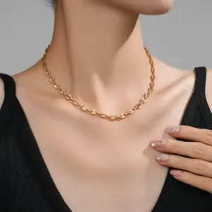 Single Layer Coffee Bean Necklace (Gold)