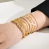 201 Stainless Steel Solid Color PVD Coated 18K Gold Plated Real Gold Plated Simple Style Waterproof Non Tarnish Plating Gold Bracelets