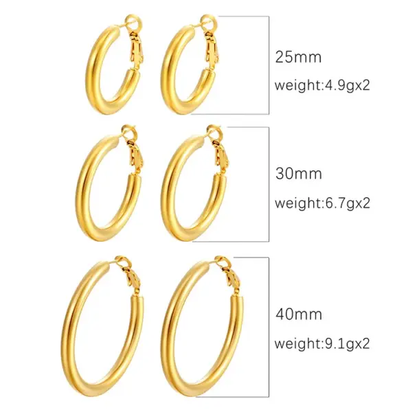 Wholesale 201 Stainless Steel Solid Color Electroplated 18K Real Gold Plated Casual Simple Style Waterproof Non Tarnish Earrings