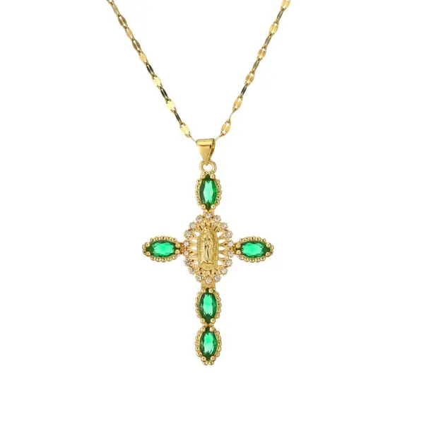 Wholesale PVD Coated Human Cross Titanium Steel Copper Simple Style Commute Waterproof Non Tarnish Titanium Steel Pendant Necklace