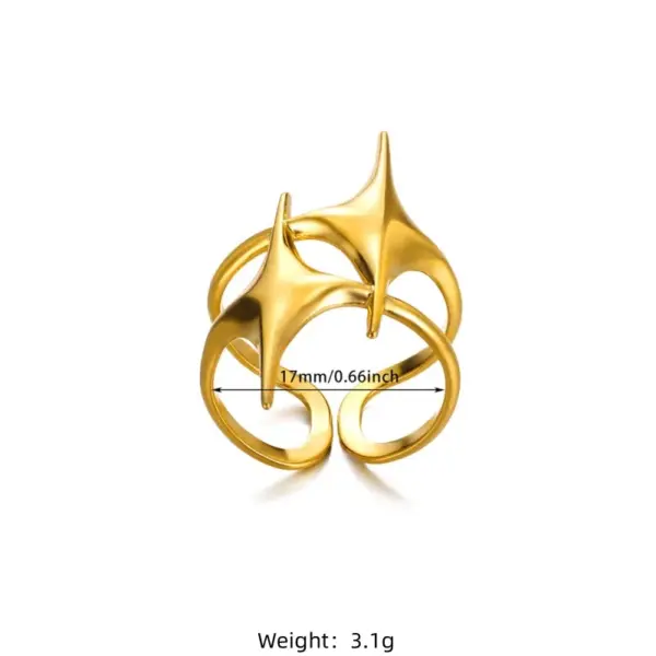 Wholesale PVD Coated Real Gold Plated Geometric 304 Stainless Steel Nordic Style Hip-Hop Classic Style Waterproof Non Tarnish Open Rings