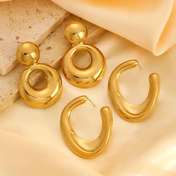 1 Pair Casual Simple Style Streetwear Geometric Plating 304 Stainless Steel Drop Earrings