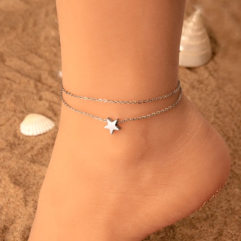 Wholesale Simple Style Solid Color 304 Stainless Steel Chain Women'S Anklet