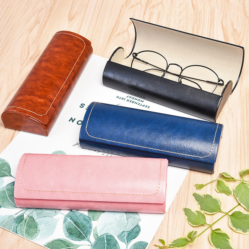 Wholesale Glasses box female Korean high-value retro leather simple creative personality rtable student male eye Box