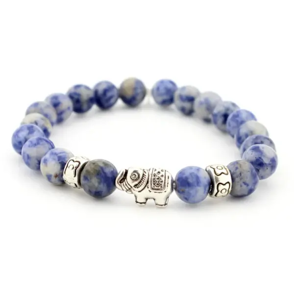 Wholesale 1 Piece Retro Elephant Natural Stone Plating Bracelets