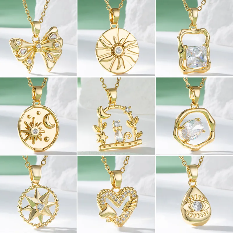 Wholesale Water Plating Vacuum Plating Real Gold Plated 18K Gold Heart Shape Flower Bow Knot 304 Stainless Steel Titanium Steel Elegant Artistic Water