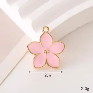 C357 20mm Dripping Oil Five-Leaf Flower Pink / Diy Ornament