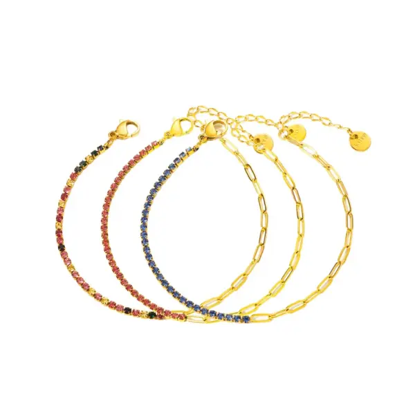 Wholesale Vintage Style Simple Style Geometric Titanium Steel Zircon Paperclip Chain Tennis Chain Bracelets In Bulk