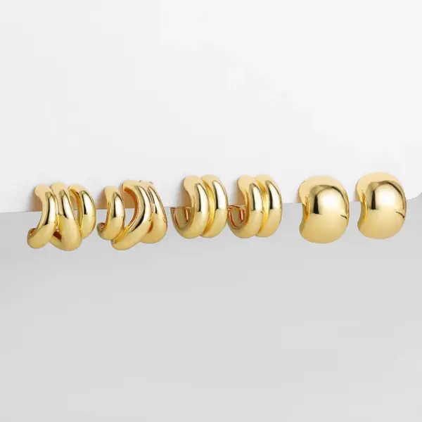 Wholesale Copper Solid Color PVD Coated 18K Real Gold Plated Simple Style Waterproof Non Tarnish Plating Gold Ear Studs