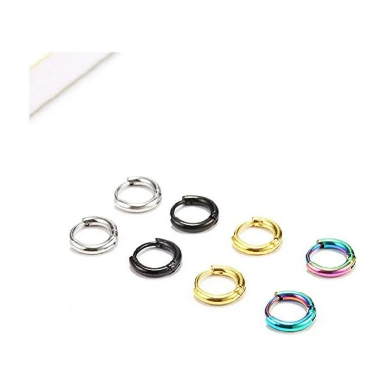 Wholesale PVD Coated Gold Plated Sier Plated Circle 304 Stainless Steel Simple Style Waterproof Non Tarnish Earrings