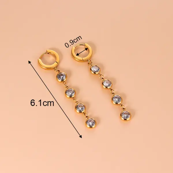 1 Pair Fashion Sector Heart Shape Tassel Gold Plated Inlay 304 Stainless Steel Zircon Stainless Steel Earrings