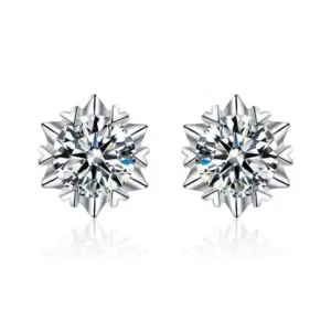 Snowflake Six-Claw Ear Studs 1 Karat