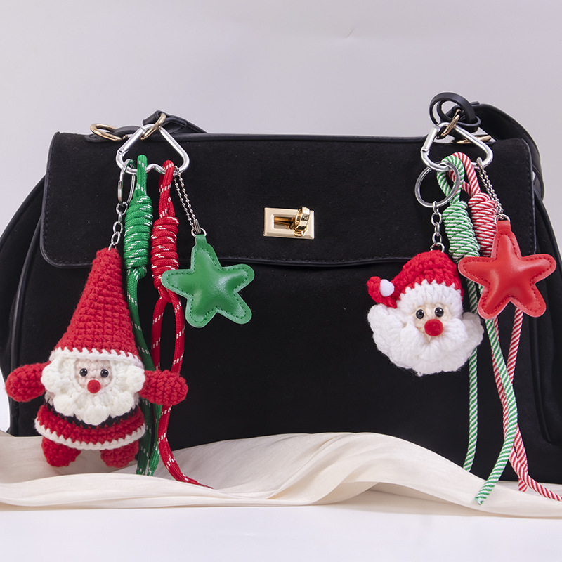 Wholesale Christmas wool pendant DIY five-inted star keychain