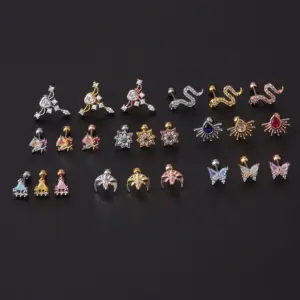 316L Stainless Steel Copper Ear Cartilage Rings & Studs Animal Waterproof Non Tarnish Surgical Steel Women'S