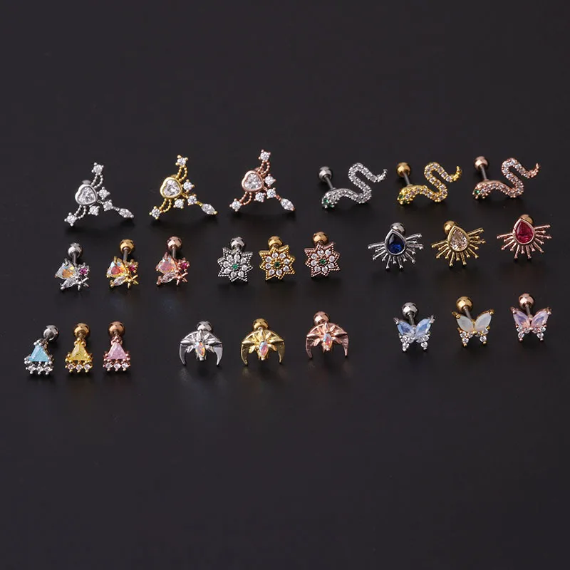 Wholesale 316L Stainless Steel Copper Ear Cartilage Rings & Studs Animal Waterproof Non Tarnish Surgical Steel Women'S