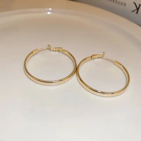 1 Pair Simple Style Round 304 Stainless Steel 18K Gold Plated Earrings