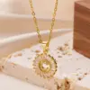 Stainless Steel Copper Letter Artificial Diamond 18K Gold Plated Simple Style Cable Chain Lobster Trigger Clasp Closure Pendant Necklace