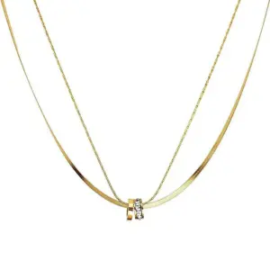 X01108-Double Layer Transfer Ring-Necklace- Gold