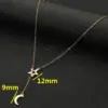 PVD Coated 18K Gold Real Gold Plated Star Moon 201 Stainless Steel Modern Style Simple Style Waterproof Non Tarnish 201 Stainless Steel Pendant Necklace