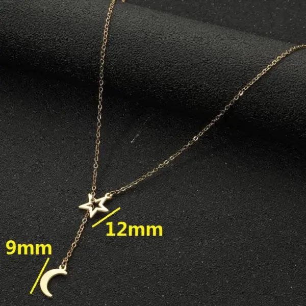 PVD Coated 18K Gold Real Gold Plated Star Moon 201 Stainless Steel Modern Style Simple Style Waterproof Non Tarnish 201 Stainless Steel Pendant Necklace