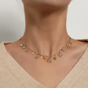 Wholesale Jewelry Casual Starfish Flower Copper Multi Charms Necklace Chain-free