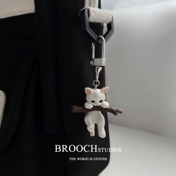 Wholesale Cartoon Cute Branch Cat Keychain Cute Stereo Corgi Puppy Pendant Male and Female Student Bag Pendant