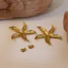 1 Pair Beach Streetwear Starfish 304 Stainless Steel Imitation Gold Electroplating Ear Studs
