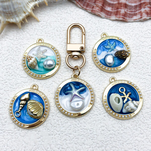 Wholesale Oil Painting Ocean Starfish Alloy Oil Dropping DIY Jewelry Accessories French Retro Light Luxury Enamel Earrings Necklace Pendant