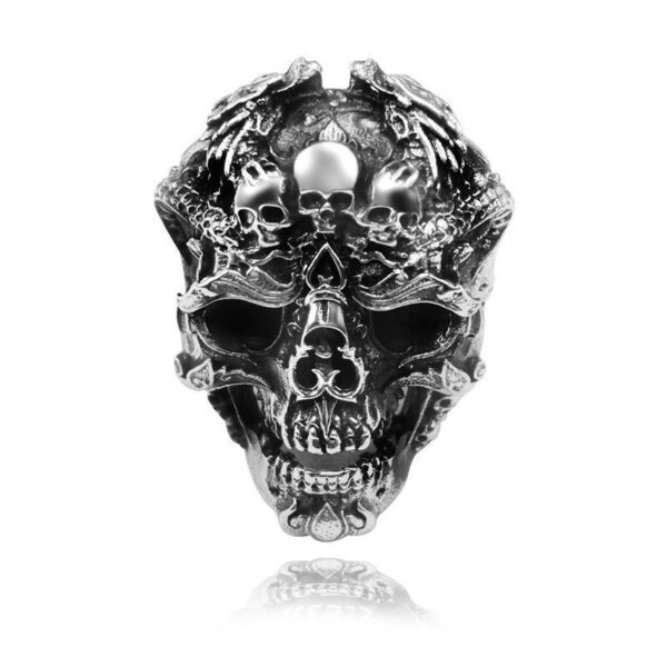 Wholesale Retro Thai silver exaggerated domineering skull finger ring Thai silver men's opening adjustment ring personality popular