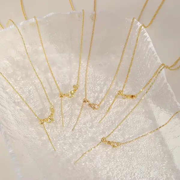 Wholesale Jewelry Casual Basic Simple Style Geometric Copper 16K Gold Plated Chain Necklace Necklace Slider Chain Cable Chain