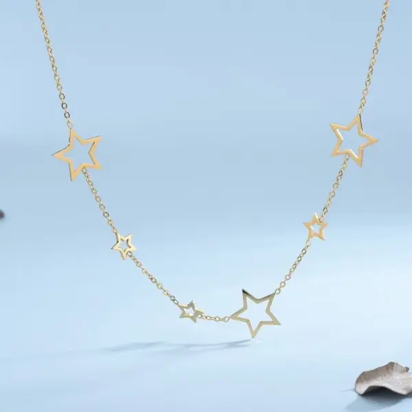 Wholesale PVD Coated Real Gold Plated 18K Gold Star 304 Stainless Steel Casual Classic Style Waterproof Non Tarnish 304 Stainless Steel Necklace