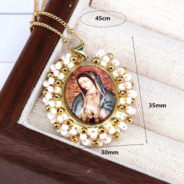 Wholesale Copper Inlay Human Geometric Seed Bead Pendant Necklace