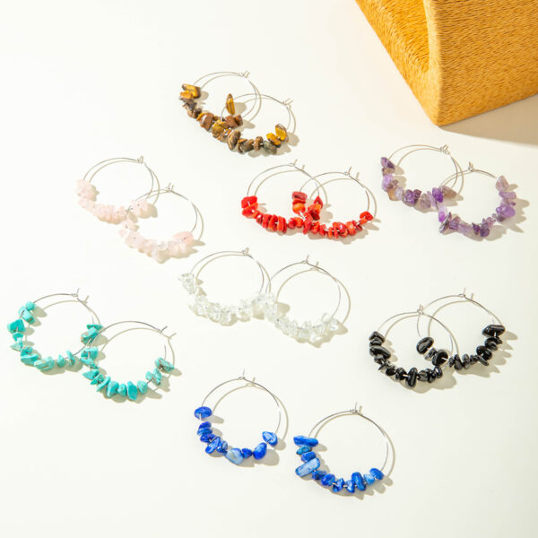 Wholesale Europe and the United States cross-border new versatile irregular gravel earrings Bohemian crystal gravel earrings